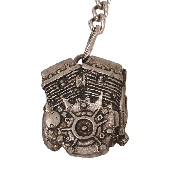 V-Twin Engine Metal Pendent Key Chain Pocket Hook Chunky Motorcycle Punk Gothic - Picture 2 of 10